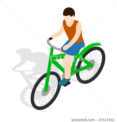Cyclist riding a bike icon, isometric 3d style Cyclist riding a bike icon, isometric 3d style 25521382
