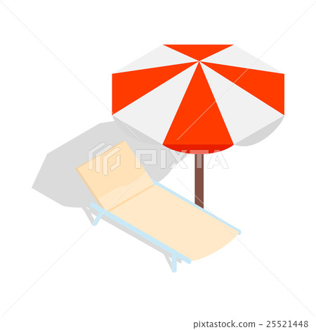Beach chaise lounge with umbrella icon Beach chaise lounge with umbrella icon 25521448