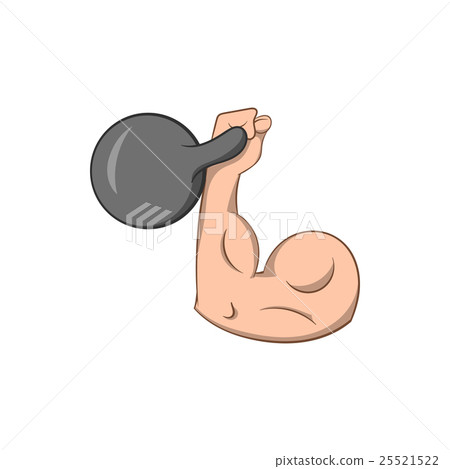 Brawny arm with dumbbell icon, cartoon style 25521522