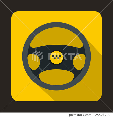 Steering wheel of taxi icon, flat style 25521729