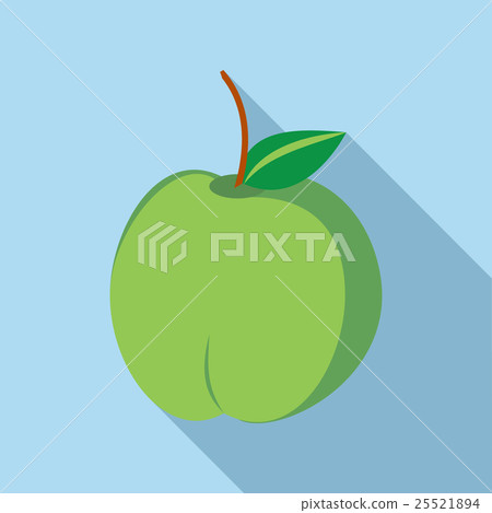 Green fresh apple icon, flat style - Stock Illustration [25521894] - PIXTA