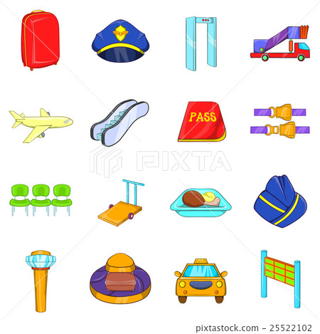 Airport icons set, cartoon style Airport icons set, cartoon style 25522102
