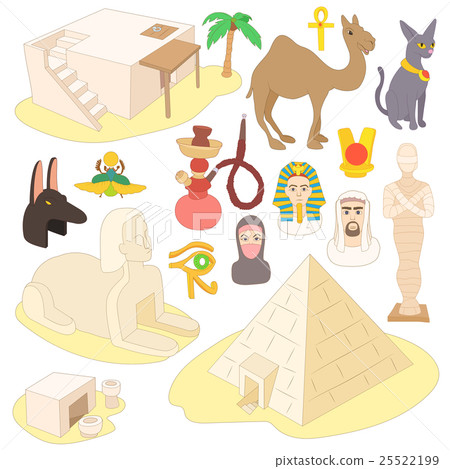 Egypt icons set, cartoon style 25522199