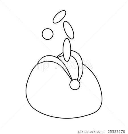 Coins falling in retro purse icon, outline style Coins falling in retro purse icon, outline style 25522278