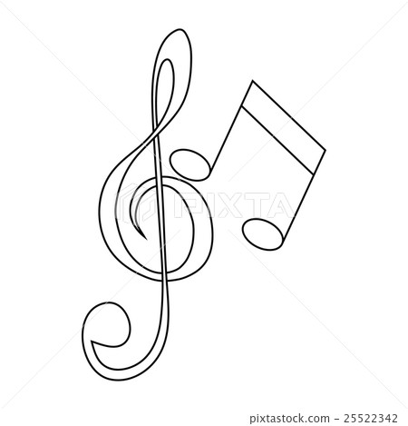 Music key and notes icon, outline style 25522342