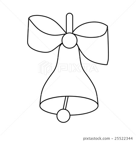 Bell with bow icon, outline style Bell with bow icon, outline style 25522344