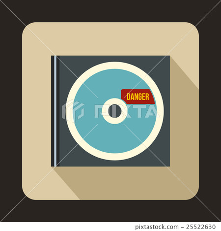 CD with danger lettering icon, flat style 25522630