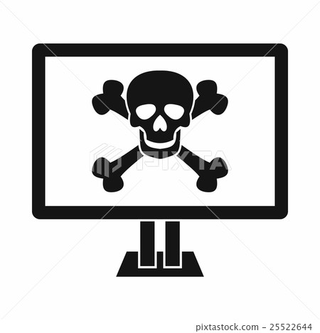 Computer monitor with a skull and bones icon - Stock Illustration ...