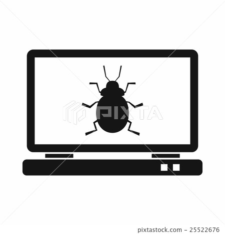 Laptop icon with a bug icon, simple style Laptop icon with a bug icon, simple style 25522676