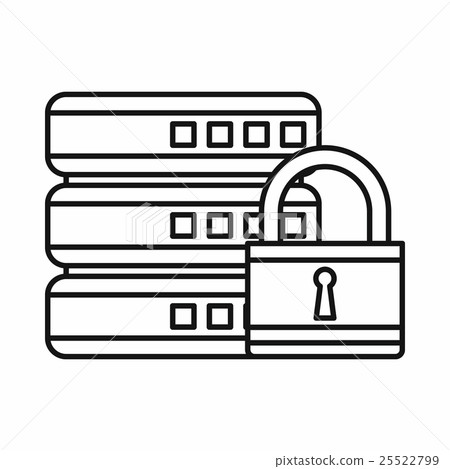Database with padlock icon, outline style Database with padlock icon, outline style 25522799