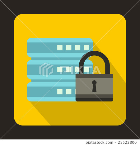 Database with padlock icon, flat style Database with padlock icon, flat style 25522800
