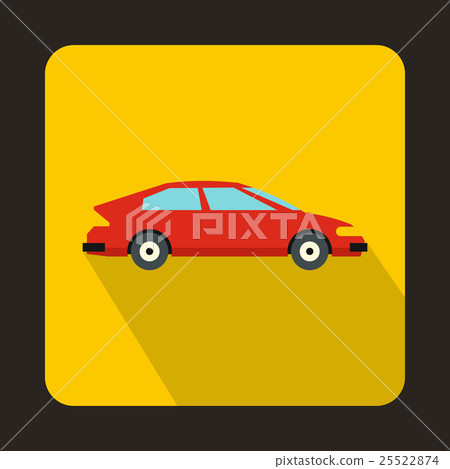 Red car icon in flat style 25522874