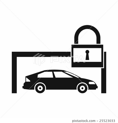 Car and padlock icon, simple style Car and padlock icon, simple style 25523033