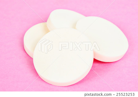 White circle cosmetic sponges. 25523253