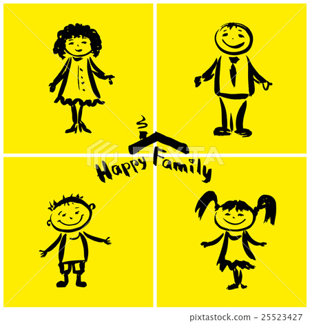 Happy family, hand drawing. Happy family, hand drawing. 25523427