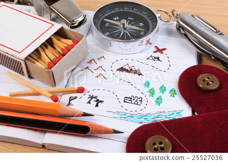 A set of various camping equipment. 25527036