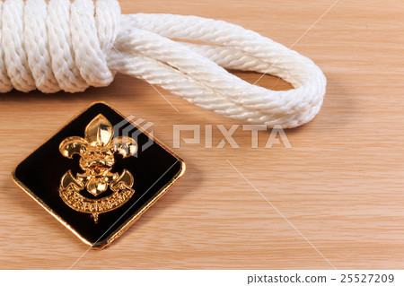 Orderliness white scout rope with boy scout symbol Orderliness white scout rope with boy scout symbol 25527209