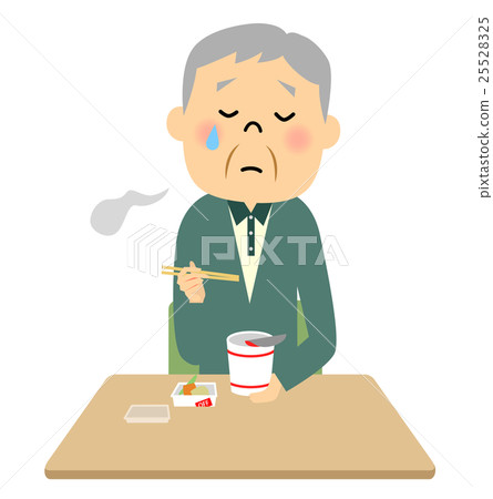 Elderly people who eat cup noodles by themselves 25528325