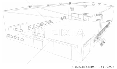 Wire-frame industrial building. Vector Wire-frame industrial building. Vector 25529298