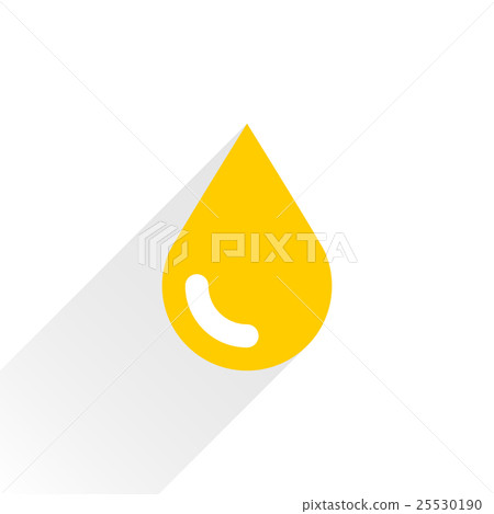 Yellow color drop icon with gray long shadow Yellow color drop icon with gray long shadow 25530190