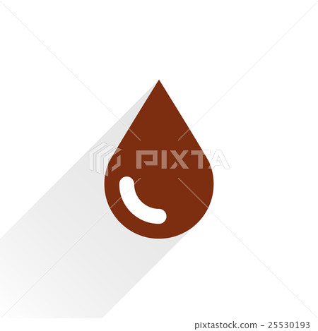 Brown color drop icon with long shadow Brown color drop icon with long shadow 25530193