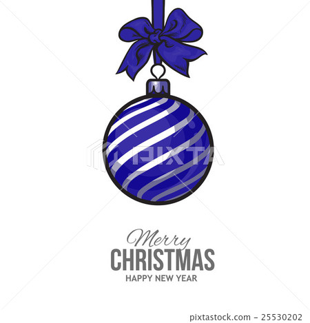 Christmas balls with blue ribbon and bows 25530202