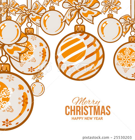 Orange Christmas balls with ribbon and bows Orange Christmas balls with ribbon and bows 25530203