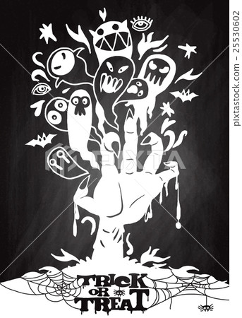Halloween background with zombie hand and ghost 25530602