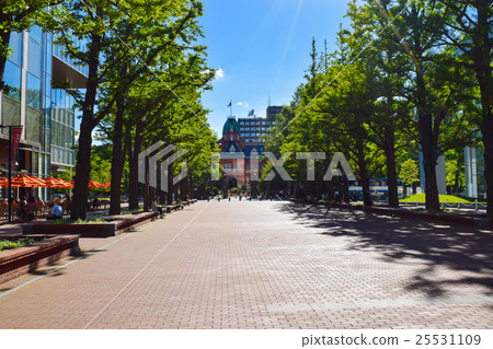 Red brick terrace and Hokkaido Government former main government building Sapporo 25531109