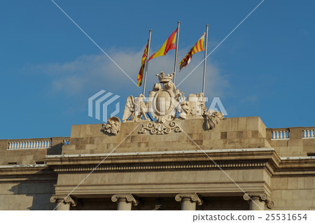 Barcelona, Spain City Hall facade coat of arms. 25531654