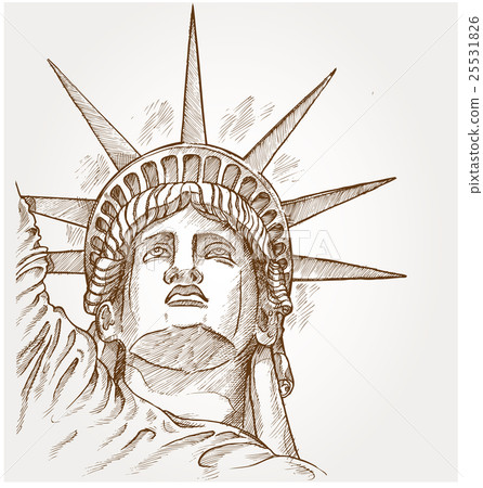 statue of liberty face hand dawn 25531826