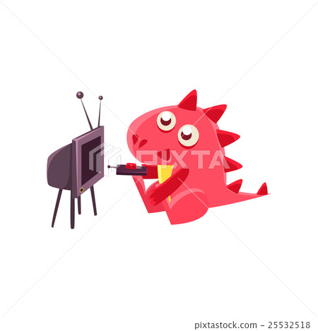 Red Dragon Watching TV Illustration 25532518
