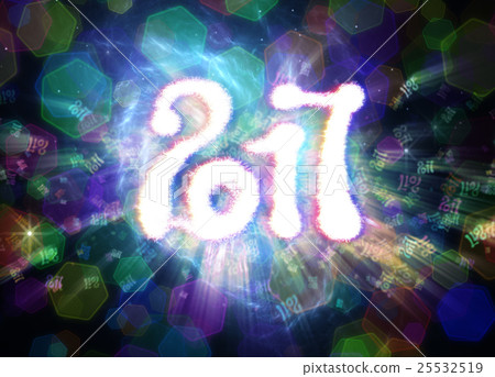 Happy new year 2017 isolated numbers written with 25532519