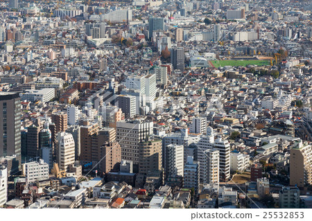 Aerial view city downtown residence area 25532853