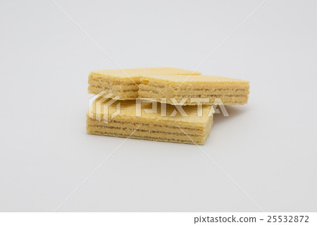 Cream waffle stack on white background Cream waffle stack on white background 25532872