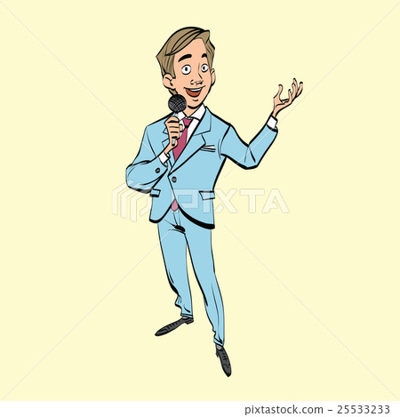 broadcaster, journalist or singer with microphone 25533233