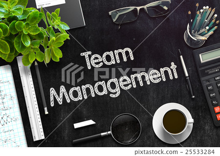 Black Chalkboard with Team Management. 3D Black Chalkboard with Team Management. 3D 25533284