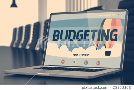 Budgeting on Laptop in Conference Hall. 3D. 25533308