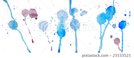 Blue watercolor splashes and blots on white  25533525