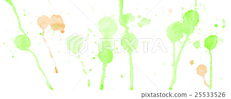 Green watercolor splashes and blots on white Green watercolor splashes and blots on white 25533526