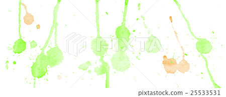 Green watercolor splashes and blots on white Green watercolor splashes and blots on white 25533531