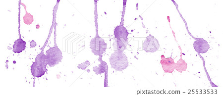 Purple watercolor splashes and blots on white  25533533