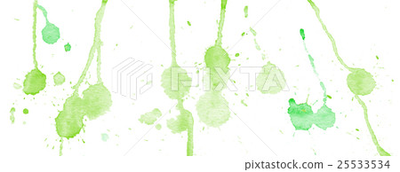 Green watercolor splashes and blots on white Green watercolor splashes and blots on white 25533534