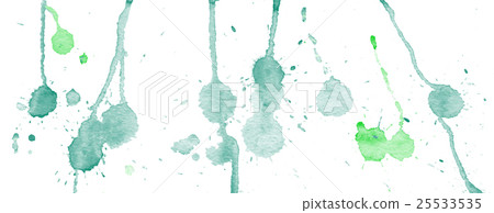 Green watercolor splashes and blots on white Green watercolor splashes and blots on white 25533535