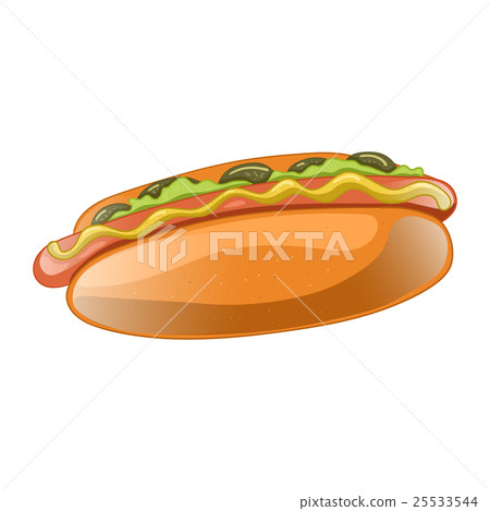 Hot Dog Cartoon Illustration. american fast food Hot Dog Cartoon Illustration. american fast food 25533544
