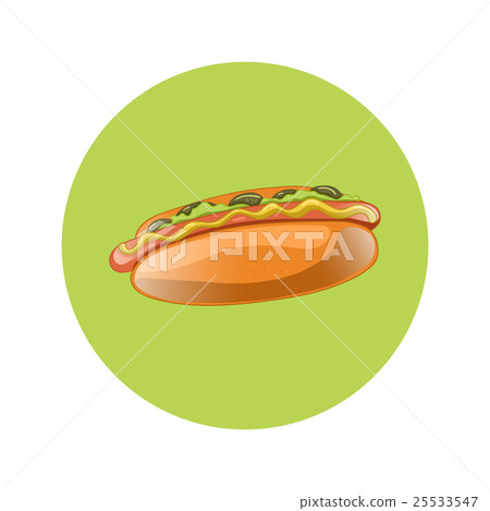 Hot Dog Cartoon Illustration. american fast food  25533547