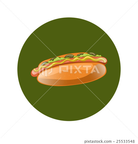 Hot Dog Cartoon Illustration. american fast food  25533548