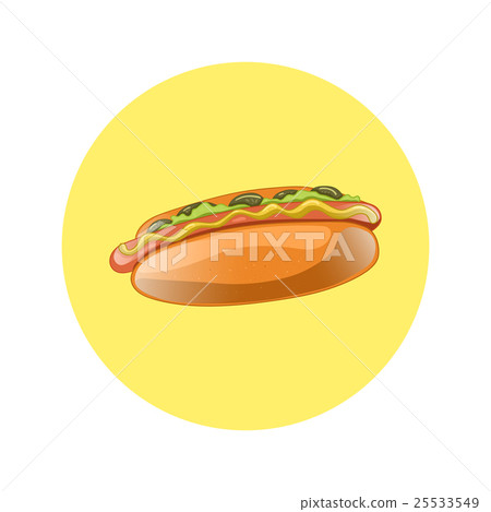 Hot Dog Cartoon Illustration. american fast food Hot Dog Cartoon Illustration. american fast food 25533549