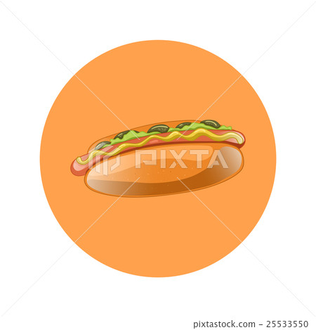 Hot Dog Cartoon Illustration. american fast food Hot Dog Cartoon Illustration. american fast food 25533550