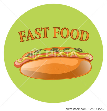 Hot Dog Cartoon Illustration. american fast food Hot Dog Cartoon Illustration. american fast food 25533552